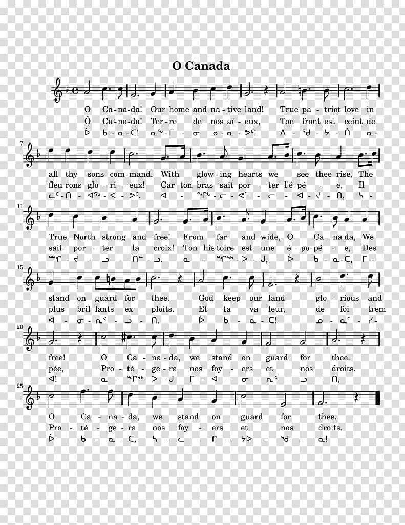 O Canada Sheet Music National anthem, Canada transparent background PNG clipart