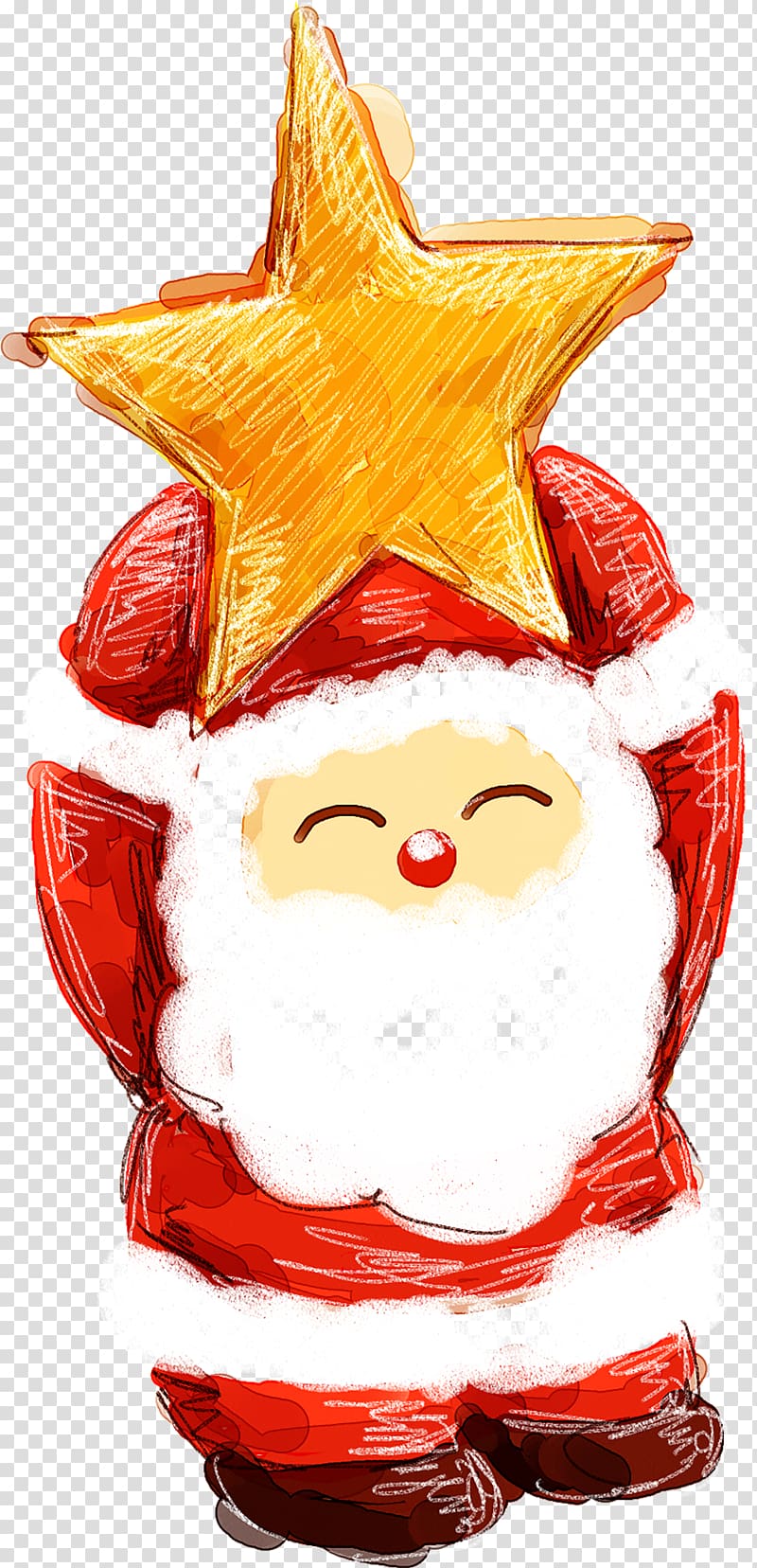 Santa Claus holding star illustration, Santa Claus Christmas card Reindeer Gift, Hand-painted Santa Claus transparent background PNG clipart