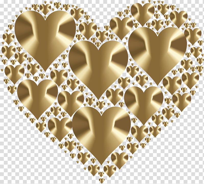 Love Heart Romance , gold heart transparent background PNG clipart