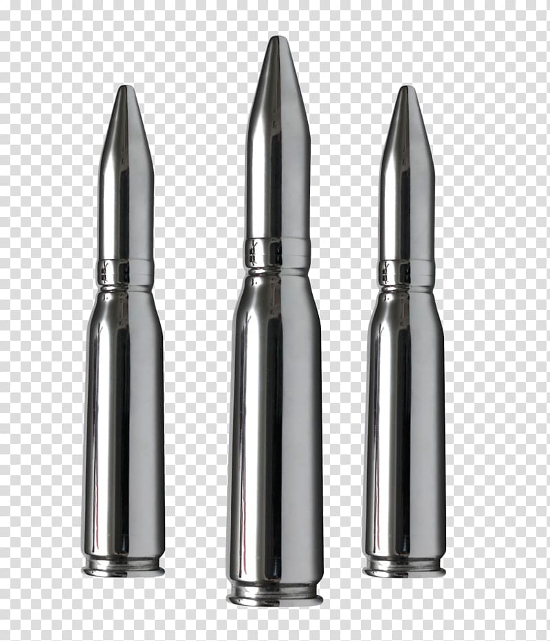 three silver ammunition bullets, Bullet Ammunition Cartridge, Gun Bullets transparent background PNG clipart