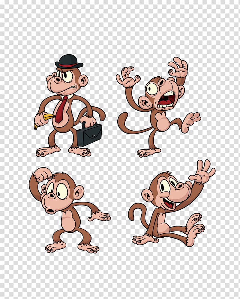 Ape The Evil Monkey Chimpanzee Cartoon, Animal little monkey transparent background PNG clipart