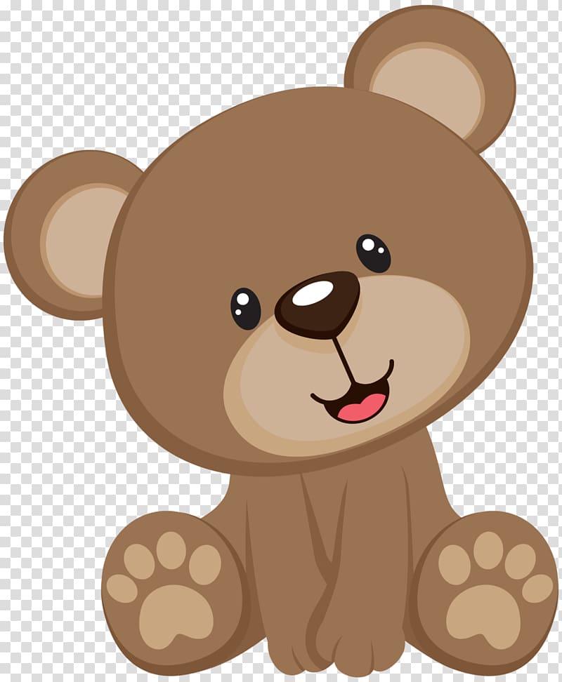 brown bear smiling illustration, Bear Minnie Mouse , baby shower transparent background PNG clipart