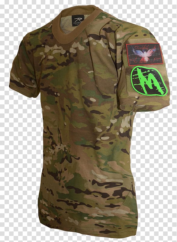 T-shirt MultiCam Sleeve Army Combat Shirt, T-shirt transparent background PNG clipart