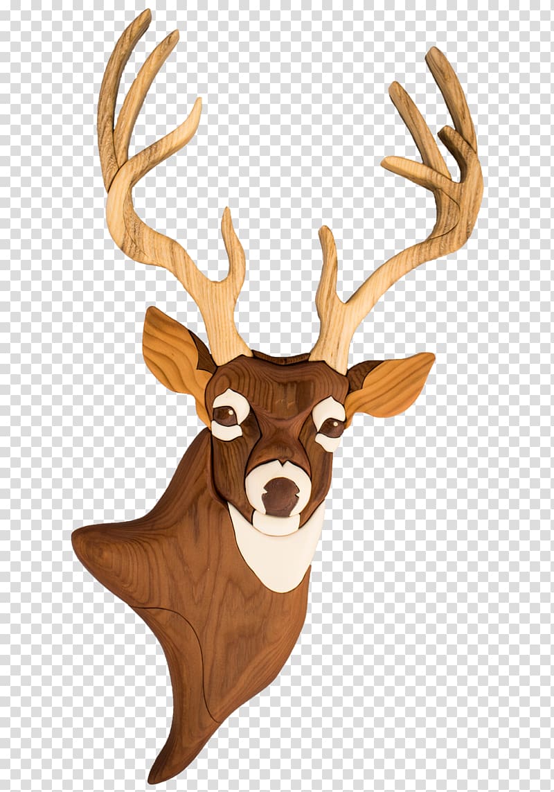 Reindeer Wood grain Intarsia, deer head transparent background PNG clipart