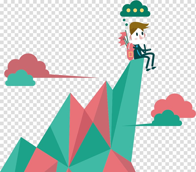 Businessperson Flat design, man sitting on top of the hill transparent background PNG clipart