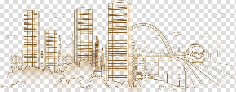 Architecture Art, Train hand painted architectural bridge art transparent background PNG clipart