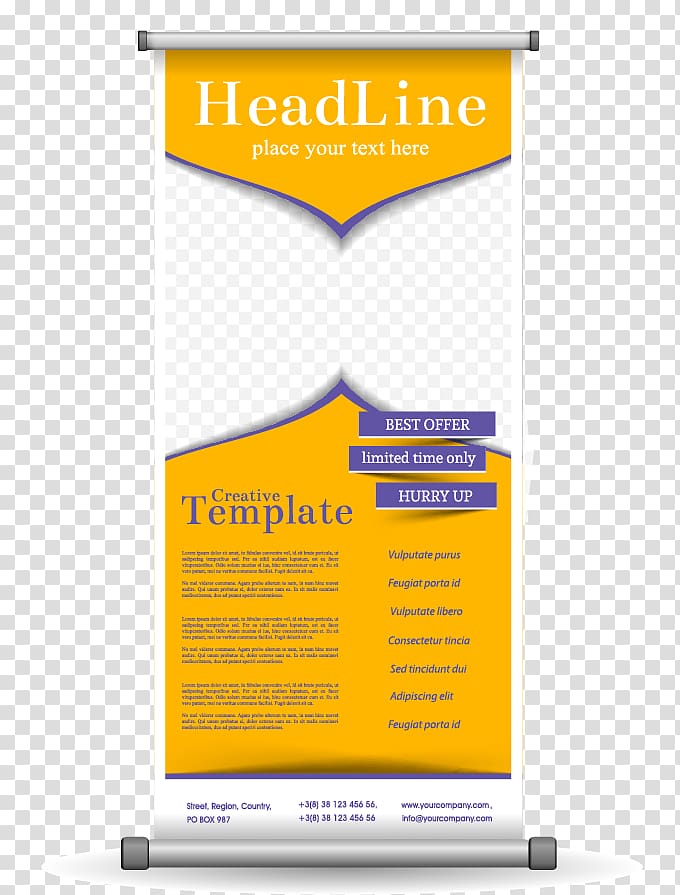 Headline creative template text, Icon, Roll up display rack design elements transparent background PNG clipart