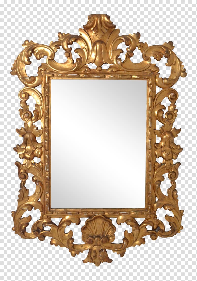 Italian Rococo art Frames Mirror Style, wood caving transparent background PNG clipart