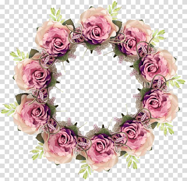 Garden roses Wreath Pink Flower, others transparent background PNG clipart