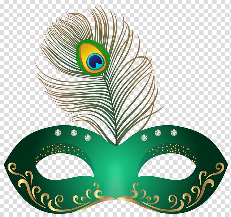 green peacock masquerade mask, Carnival of Venice Mask , Green Carnival Mask transparent background PNG clipart