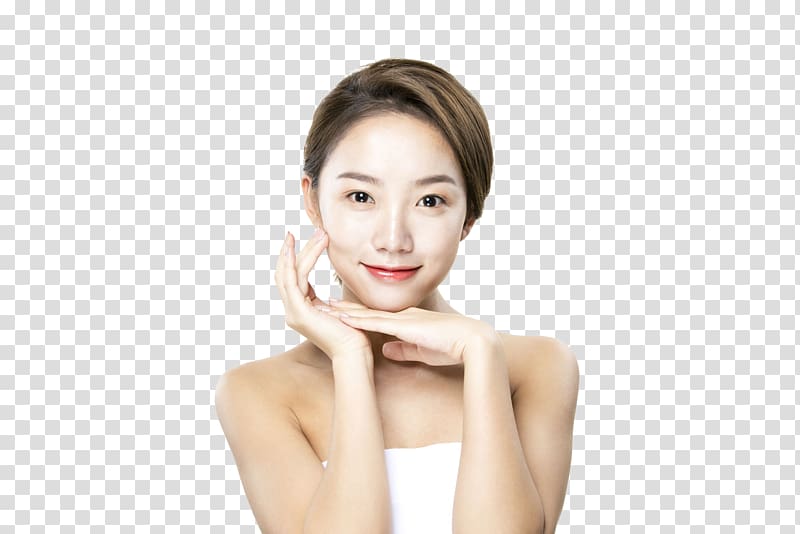 smiling woman wearing white dress, Skin Skull Facial skeleton Bone Cosmetics, A smooth skinned woman transparent background PNG clipart