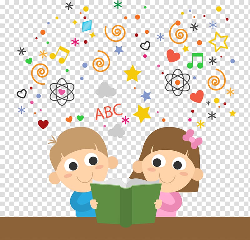 boy and girl reading book 3D , School , School children transparent background PNG clipart
