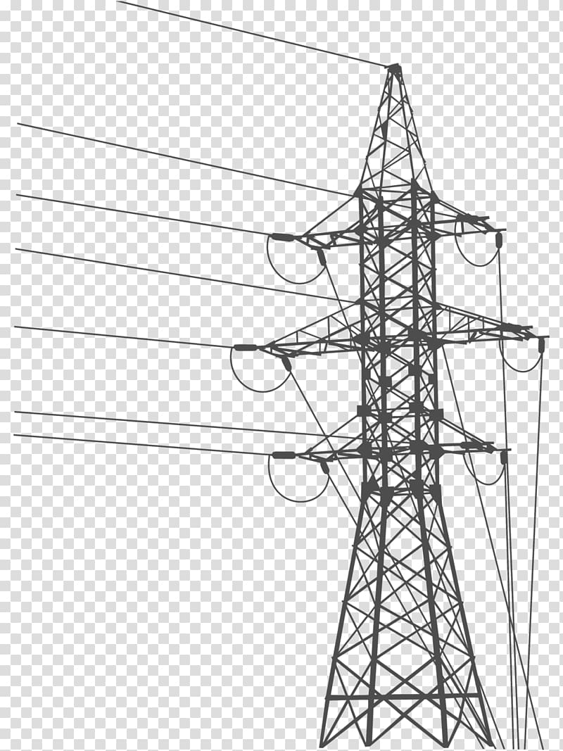 transmission tower illustration, Overhead power line Electric power transmission Transmission tower Electricity Electrical grid, electrical transparent background PNG clipart