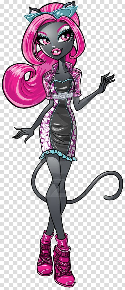 Monster High Friday The 13th Catty Noir Doll Monster High Boo York Bloodway Catty Noir Monster High Boo York City Schemes Nefera de Nile, doll transparent background PNG clipart