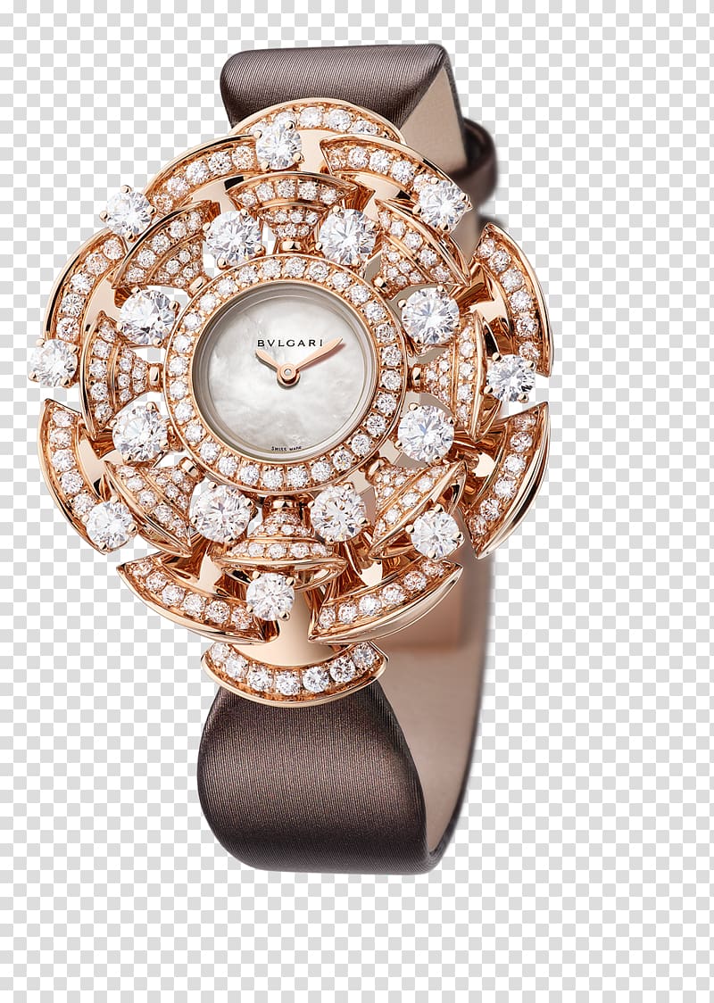 Bulgari Jewellery Watch Quartz clock, Bulgari jewelry decorated female form rose gold watch watches transparent background PNG clipart