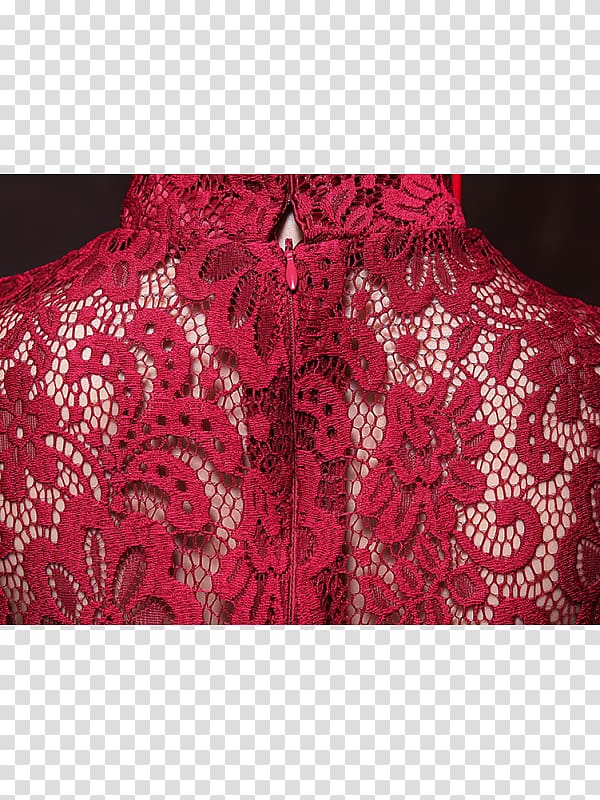 Cheongsam Wedding dress Lace Mandarin collar, red lace transparent background PNG clipart