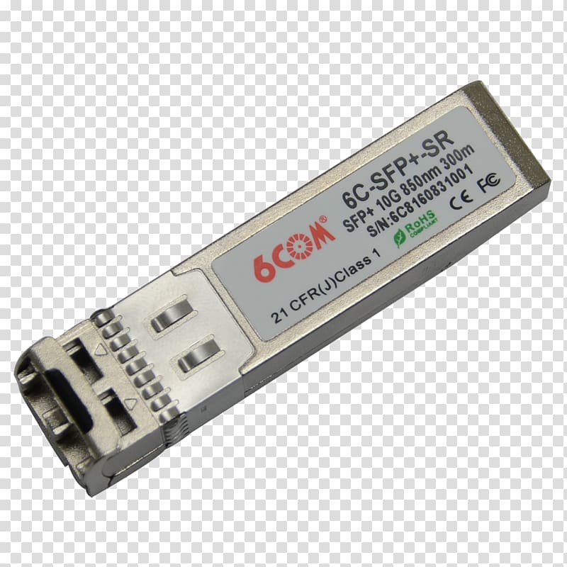 Small form-factor pluggable transceiver 10 Gigabit Ethernet Gigabit interface converter Optical fiber, Xfp Transceiver transparent background PNG clipart