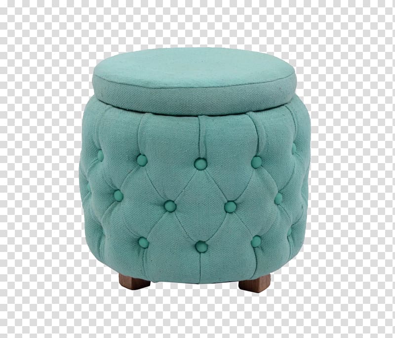 teal ottoman, Couch Furniture Stool Ottoman Box, Sofa stool transparent background PNG clipart