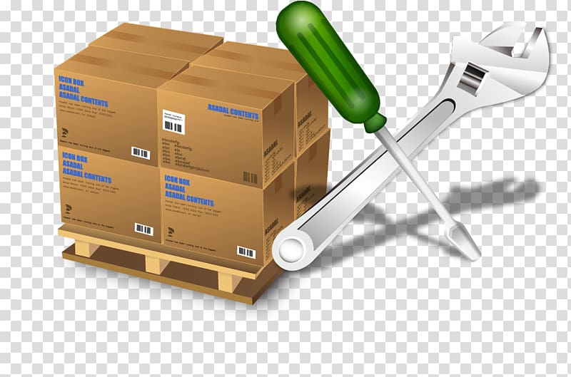 Box cargo screwdriver tool elements transparent background PNG clipart