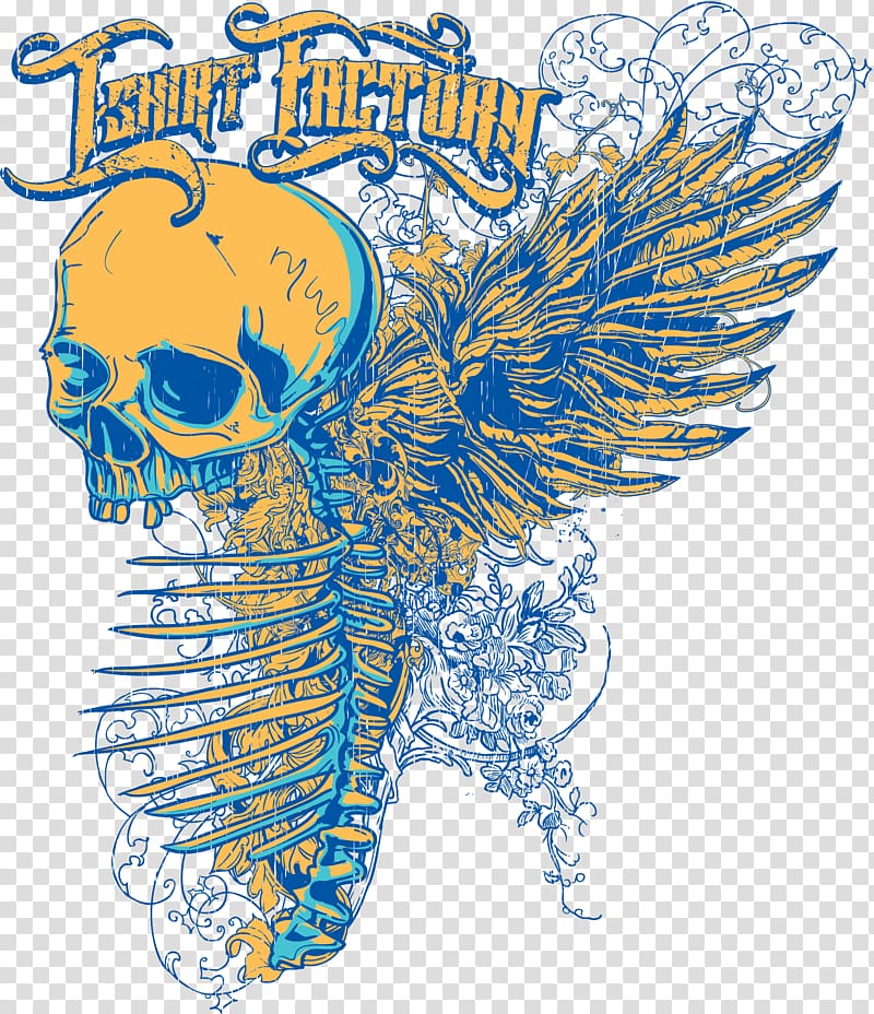 T-shirt Graphic design, Skull Wings printing transparent background PNG clipart