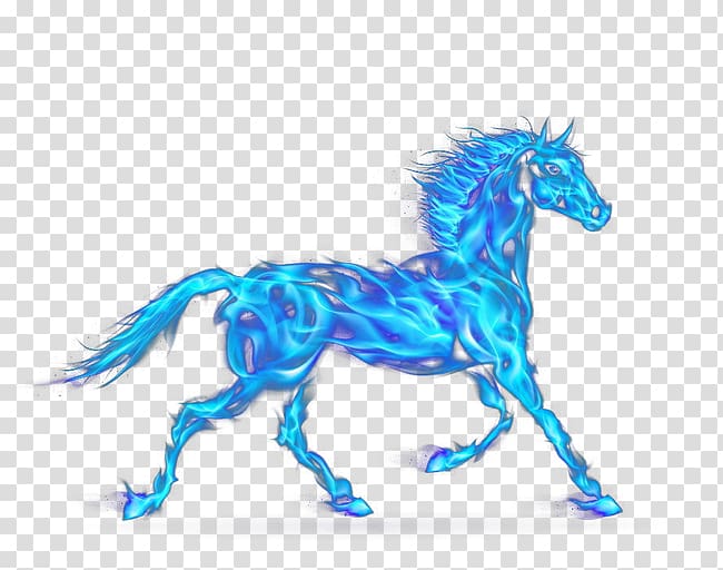 Cool flame Fire, Blue flame horse transparent background PNG clipart