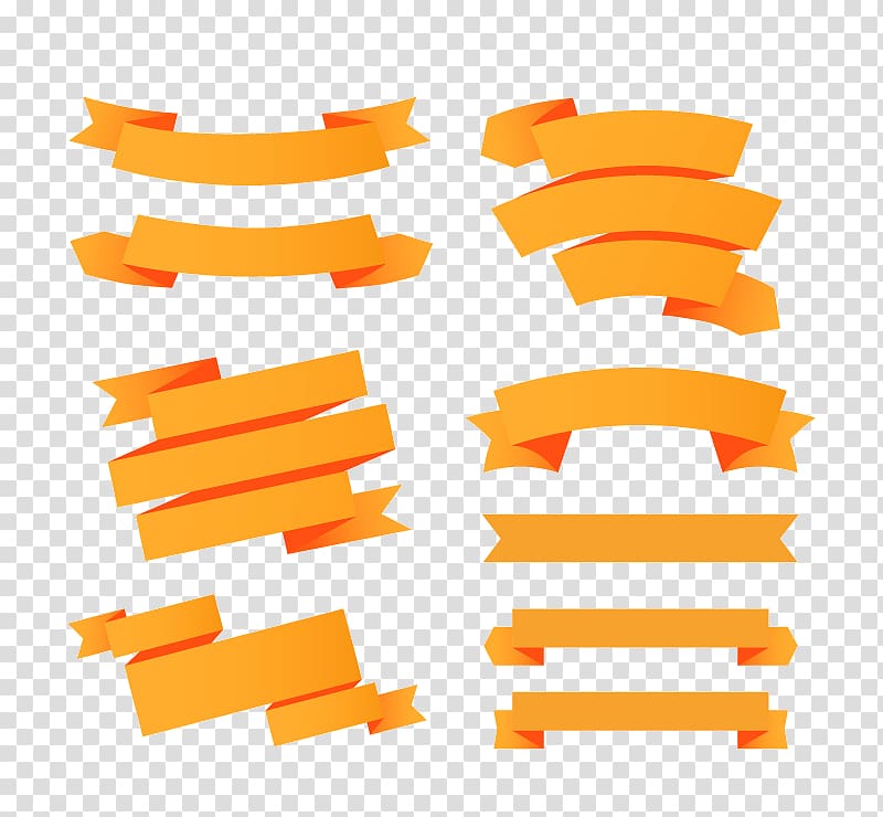 orange ribbons , Paper Orange ribbon Banner, Orange ribbon banner transparent background PNG clipart