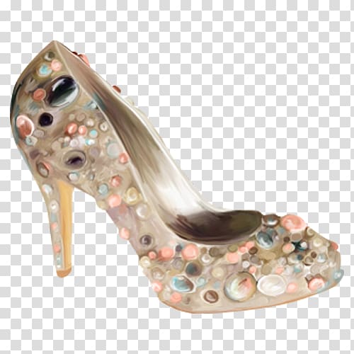 Cinderella High-heeled footwear Shoe Sandal, Diamond high heels transparent background PNG clipart