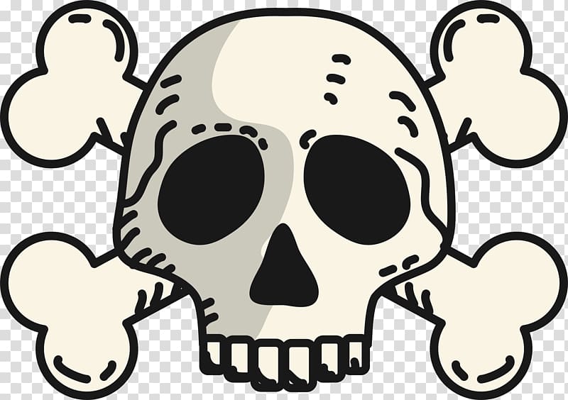 Skull and crossbones Jolly Roger Illustration, skull transparent background PNG clipart