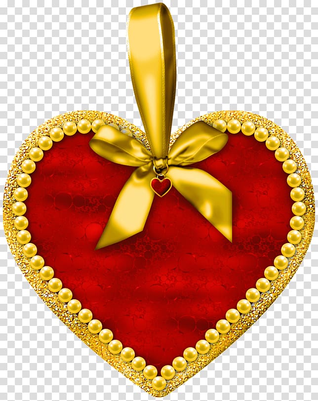 red and yellow heart pendant illustration, Birthday Wish Valentine\'s Day Heart Love, Heart with Bow transparent background PNG clipart