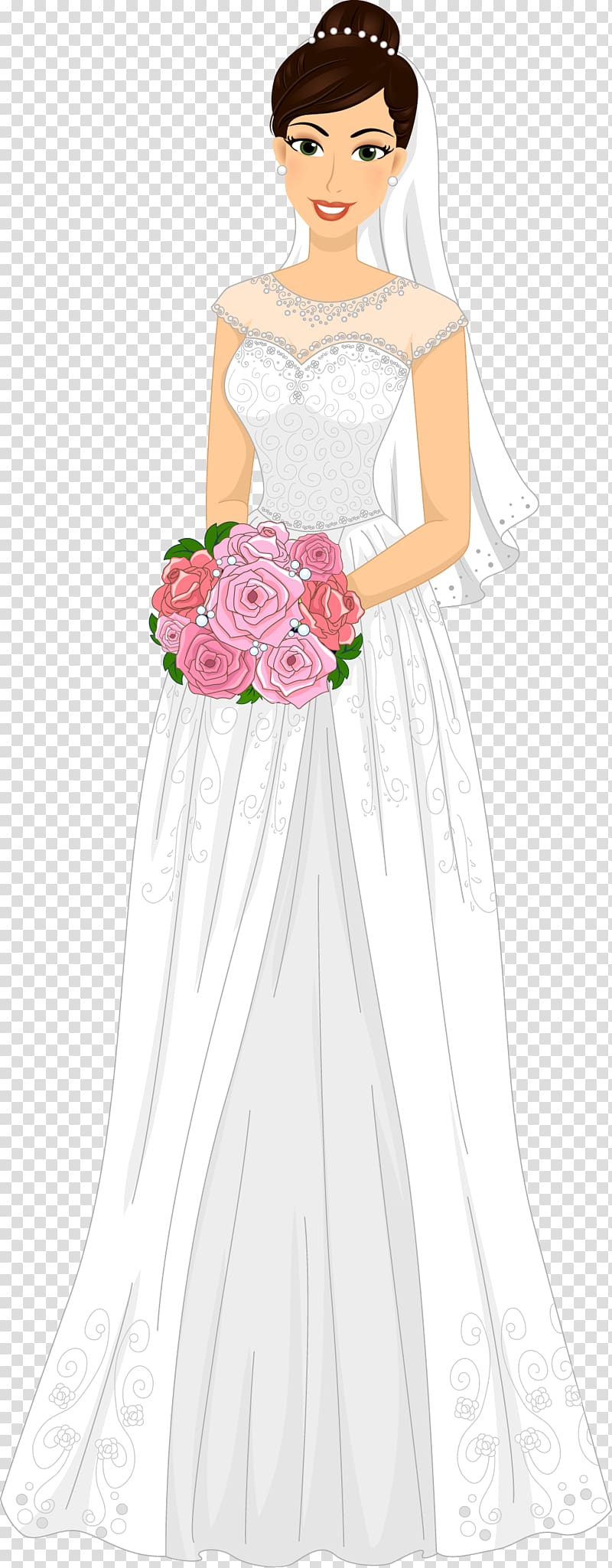 women's white wedding dress , Bride Euclidean Wedding invitation, Bride transparent background PNG clipart