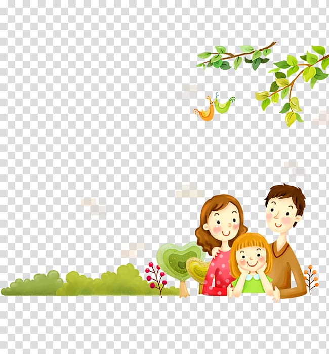 family standing outdoor near trees digital illustration, Parent Child Icon, Parents and children transparent background PNG clipart