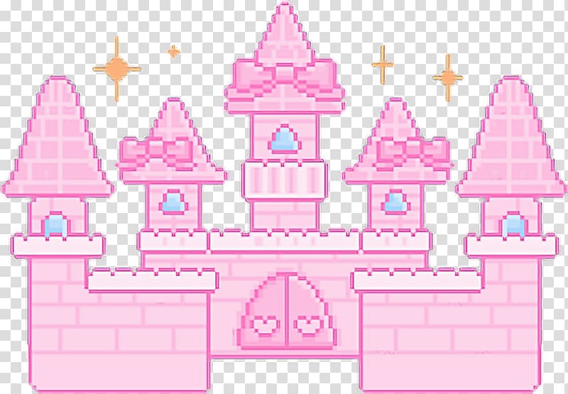 Pixel art Social media, castle pink transparent background PNG clipart
