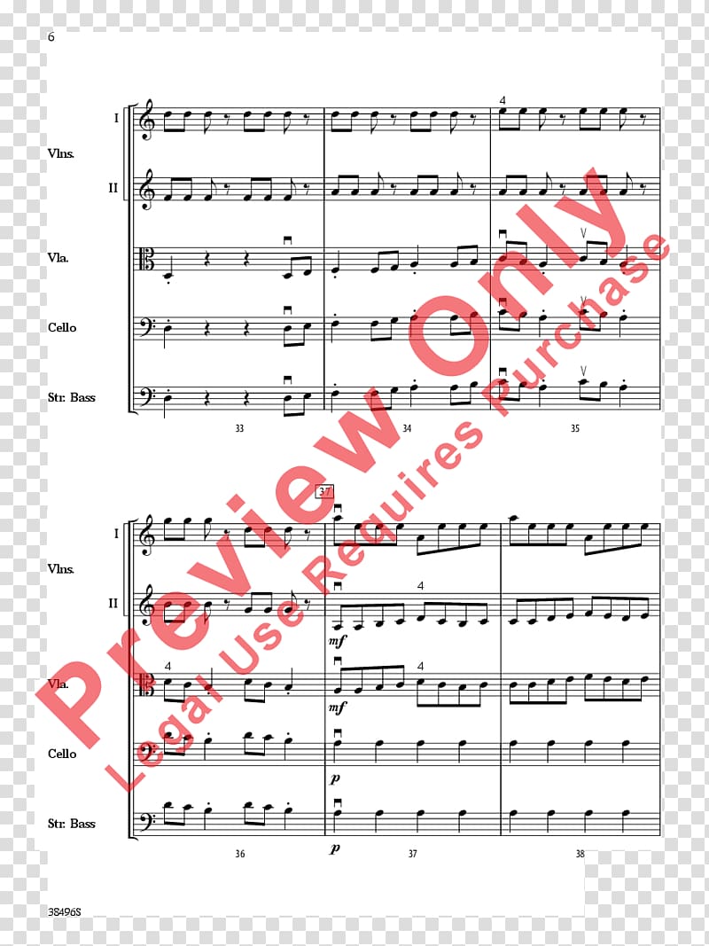 Sheet Music J.W. Pepper & Son En Medio De La Noche Violin Orchestra, the music never stops transparent background PNG clipart
