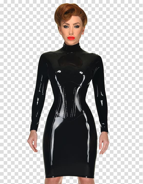 Little black dress Latex clothing Sleeve Corset, corset transparent background PNG clipart