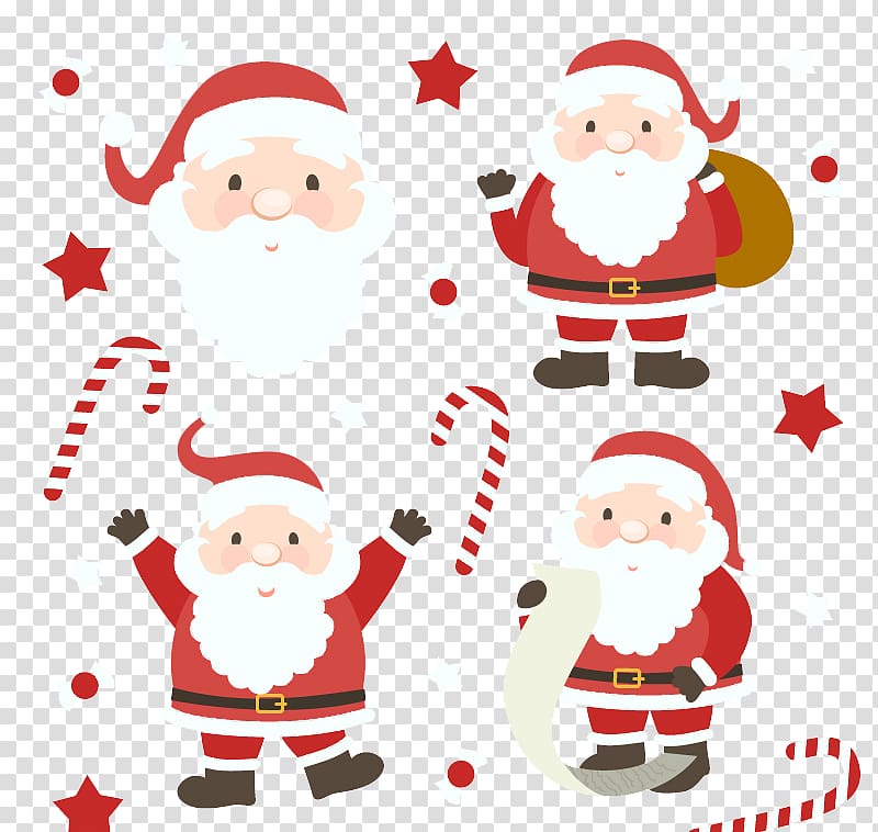Illustration, A joyful Santa Claus decorative pattern transparent background PNG clipart
