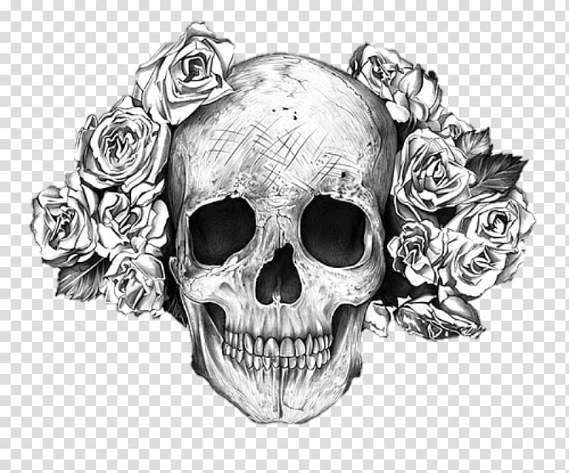 Human skull symbolism Rose Bone Skull art, skull transparent background PNG clipart