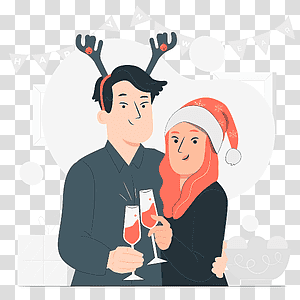 illustration, New year toast, couple, love, celebration, drink, party, event, new year, culture, christmas transparent background PNG clipart thumbnail