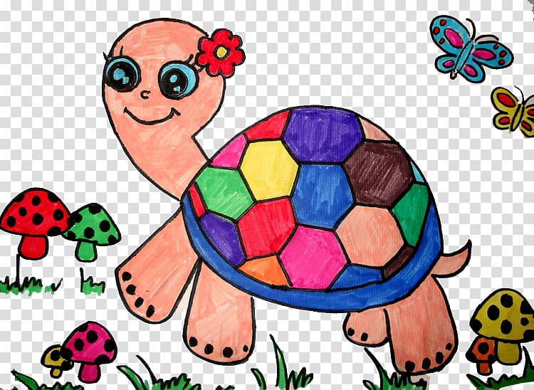 Turtle Child painting Creative work, Painted turtle transparent background PNG clipart
