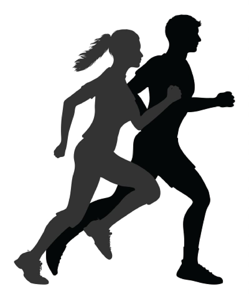 silhouette of man and woman running illustration, Running Silhouette Jogging , running man transparent background PNG clipart