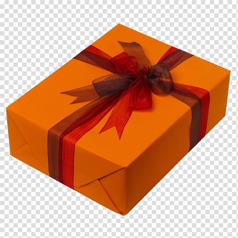 Gift Box Orange Packaging and labeling, box transparent background PNG clipart