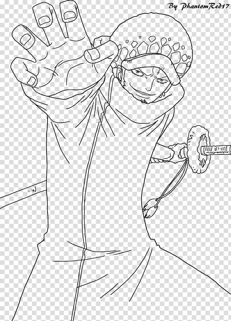 Trafalgar D. Water Law Line art Monkey D. Luffy Roronoa Zoro Drawing, one piece transparent background PNG clipart