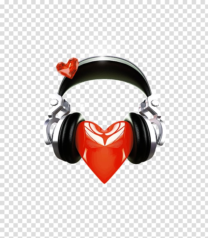 Love Disc jockey Illustration, Creative Headphones Free Love matting transparent background PNG clipart