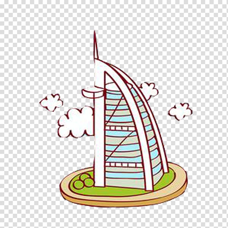 Burj Al Arab Hotel Illustration, Like boat building transparent background PNG clipart