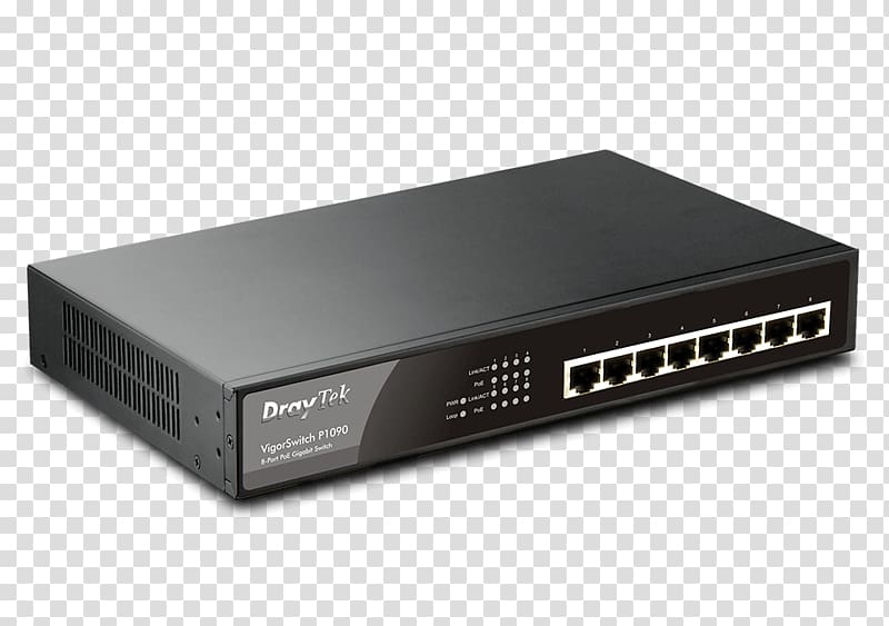 Power over Ethernet Network switch DrayTek Gigabit Ethernet Router, Network Switch transparent background PNG clipart