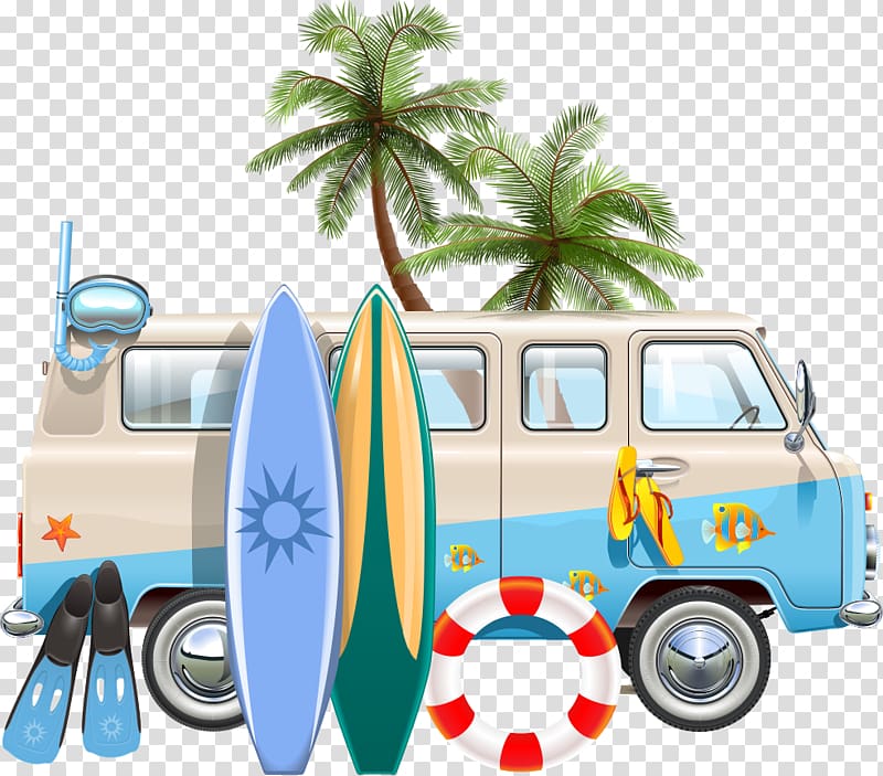 van and surfboards illustration, Euclidean illustration Illustration, car and surfboard transparent background PNG clipart