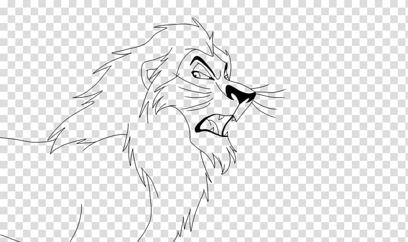 Whiskers Lion Line art Sketch, Lion King scar transparent background PNG clipart