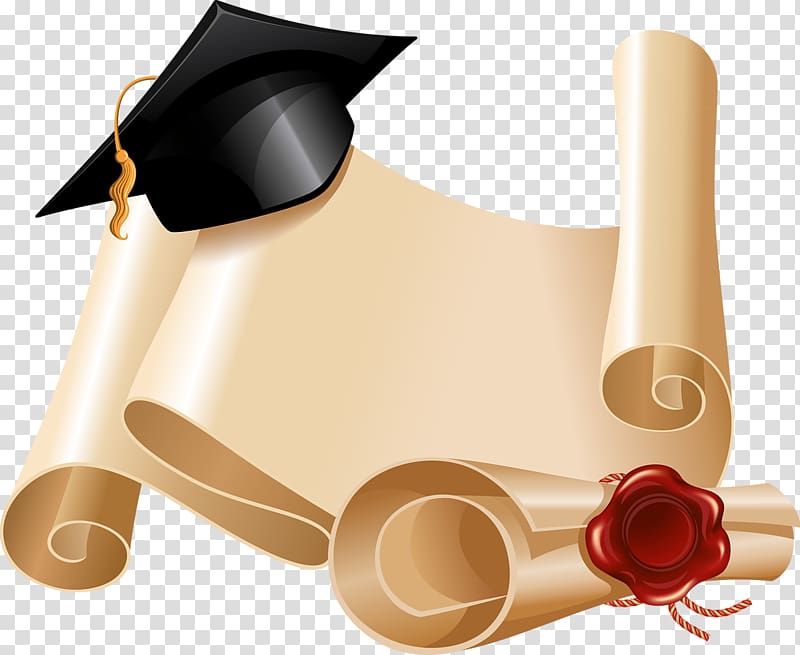 Graduation ceremony Diploma Square academic cap , Antique parchment material transparent background PNG clipart