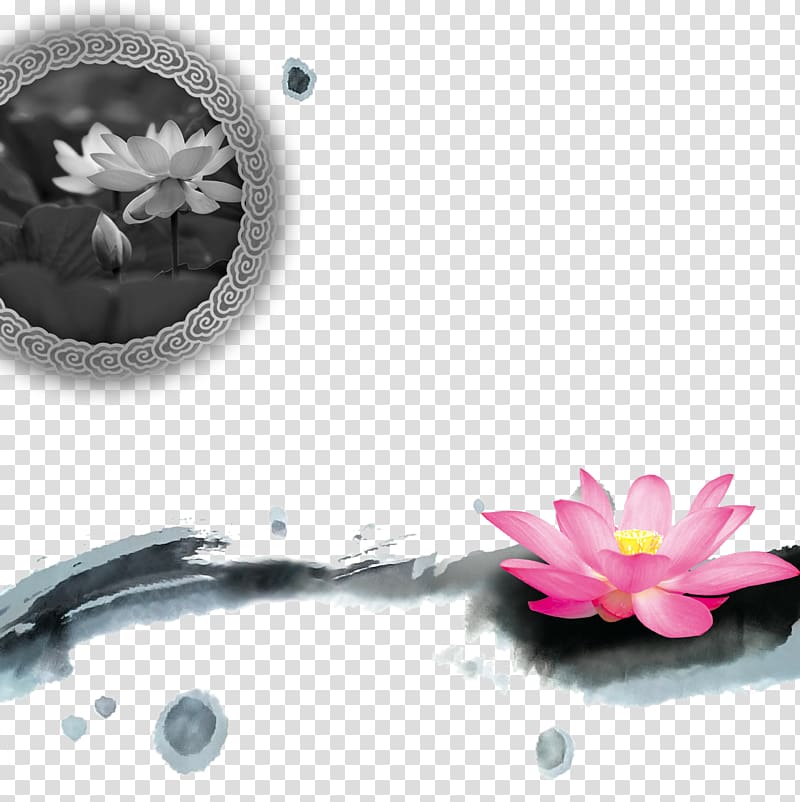 Ink wash painting Ink brush Chinese, lotus,Ink,Chinese style transparent background PNG clipart