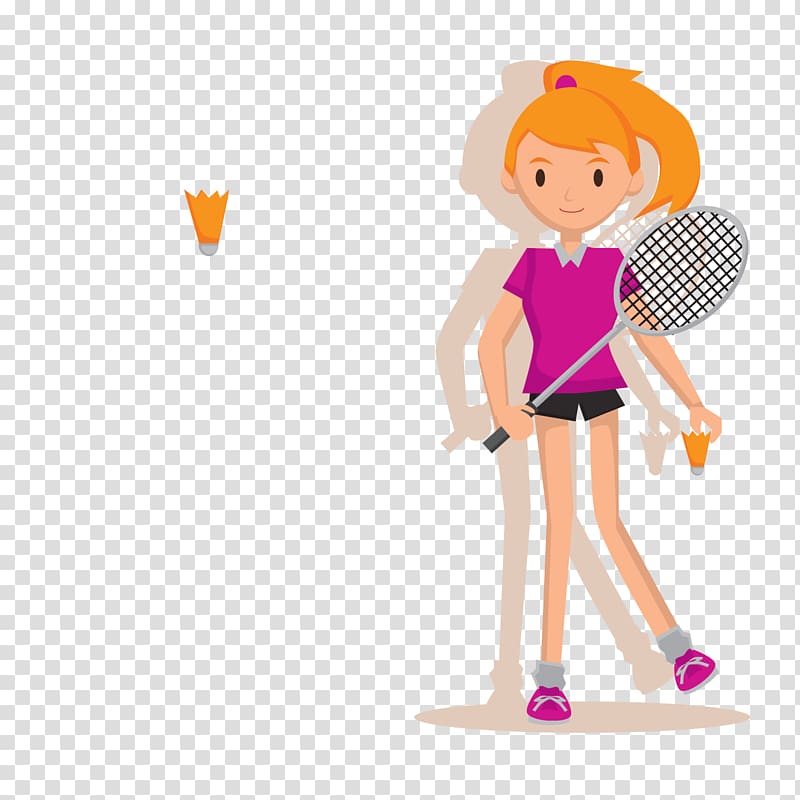 Badminton Sport Racket Tennis, Cartoon badminton girl illustration transparent background PNG clipart