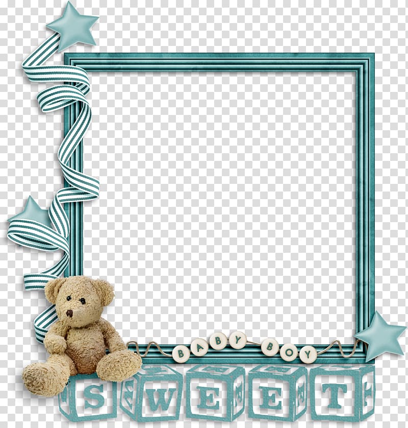 blue cute children frame transparent background PNG clipart